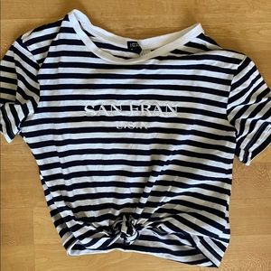 H&M Cropped Stripped San Fran Tee